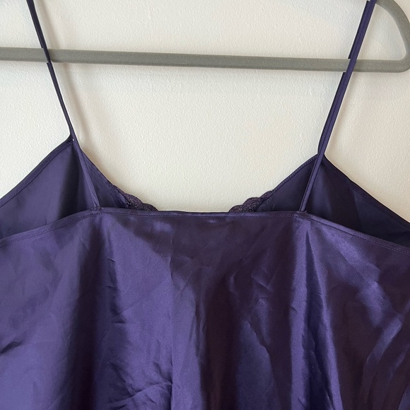 Vintage Sentiments Purple Satin Slip Dress women’s size large Lace Trim Y2K - Picture 10 of 10